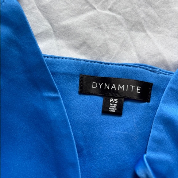 Dynamite Vibrant Blue Camisole satin silk tie front tank top going out nwot - Picture 5 of 5